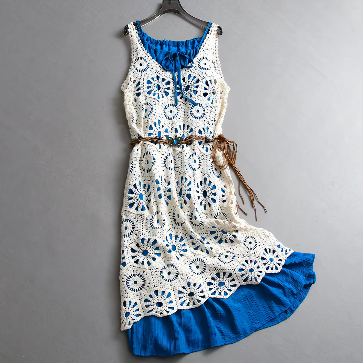 Buy In Bulk Round Neck Design Sleeveless Lace Dress Elegant A-Line  Silhouette | Alibaba.com