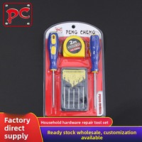 Ensemble d'outils multifonctionnels pour la maison comprenant un jeu de tournevis 4 pièces, un ruban à mesurer en acier de 2 mètres, un mini tournevis - Outils en fer