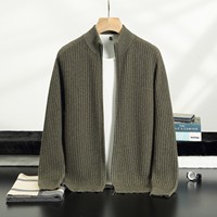 Cardigan zippé en cachemire simple et décontracté pour homme, personnalisé, automne-hiver, pull rembourré, manteau chaud