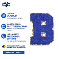 Parches de chenilla suaves con textura 3D esponjosa, letras azules, personalizados con varias letras, insignias bordadas tipo toalla, con reverso termoadhesivo