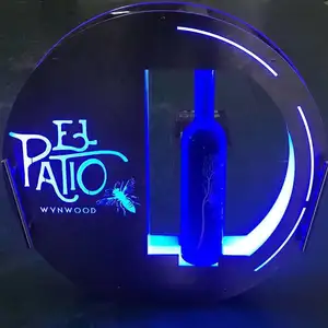 Logotipo de corte livre personalizado, apresentador de garrafas iluminadas totalmente coloridas