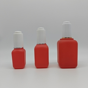 Emballage cosmétique de 15ml 30ml 80ml Nouveau produit Bouteille carrée en verre dépoli <span class=keywords><strong>rouge</strong></span> avec compte-gouttes pour sérum crème de soin de la peau - Product Image 5