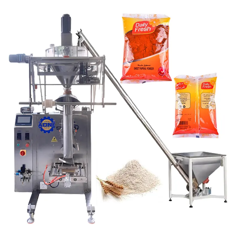 Máquina automática de llenado de harina en polvo de chile de 100g y 500g, almohada de polvo de especias, máquina de embalaje rotativa de harina de sellado lateral de 4 1kg