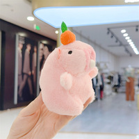 Porte-clés en peluche Capybara mignon avec boule colorée - Pendentif doux et moelleux en forme de cochon d'eau pour sac et clés, cadeau tendance pour femme