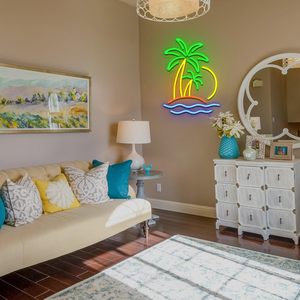 Beach coconut <b>tree</b> Letreros Neon <b>LED</b> indoor hanging ambient <b>light</b> shop sign wall decoration <b>light</b> entrance indicator <b>light</b> 5v12v - Product Image 4
