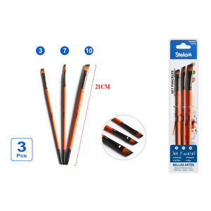 Set di 3 Pennelli per Artisti all'Ingrosso con Setole in Nylon per Acquerello, Acrilico e Pittura a Olio, Manico Piatto in Legno - Product Image 1