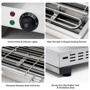 Commercial <b>Electric</b> Smokeless <b>BBQ</b> Grill 3kW Countertop Barbecue Grill for Steak Skewers Sausage and Restaurant Catering Use - Product Image 4