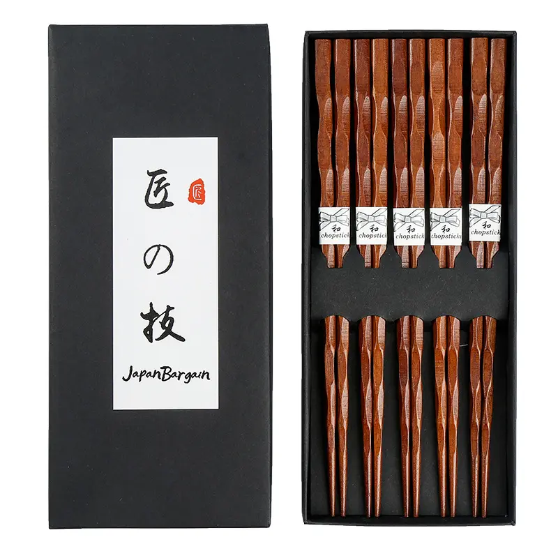 2022 High Quality Handmade Reusable Classic Style Chopsticks Sushi Set Japanese Natural Wood Chopsticks 5 Pairs Gift Set