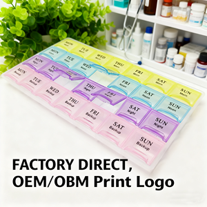 Organisateur de médicaments PP mensuel et hebdomadaire en gros, grand distributeur de pilules portable à 28 compartiments, résistant aux enfants, pour la démence - Product Image 2