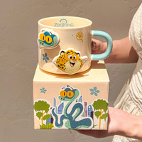Mug en céramique 3D en relief Nick et Judy 390 ml, tasse à café/eau pour couple, motif personnage de dessin animé avec boîte cadeau