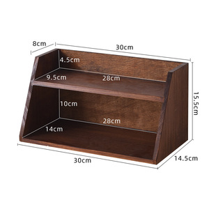 Boîte de rangement de bureau rétro en bois massif, tasse à eau multicouche et organisateur de cosmétiques avec support de rangement d'articles divers - Product Image 4
