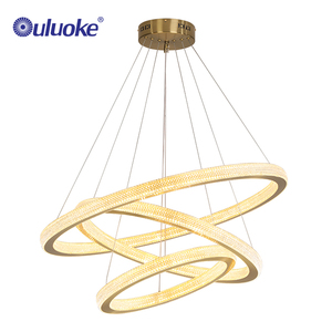 Lampadario Moderno Ristorante Apparecchio di Illuminazione 2 Cerchio Anello <span class=keywords><strong>In</strong></span> <span class=keywords><strong>Alluminio</strong></span> Acrilico HA CONDOTTO LA Luce Del Pendente Lampadario - Product Image 5