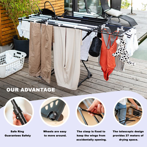 Usines en gros 27m télescopique fer Portable maison blanchisserie étendoir support sèche-linge porte-serviettes pour magasin intérieur - Product Image 2