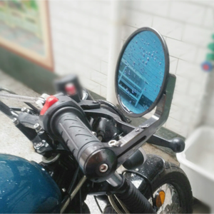 Nouveau rétroviseur universel pour moto 7 8 22 mm, extrémité du <span class=keywords><strong>guidon</strong></span>, rétroviseur, verre bleu, alliage d'aluminium, plastique, lentille HD anti-distorsion, noir - Product Image 3