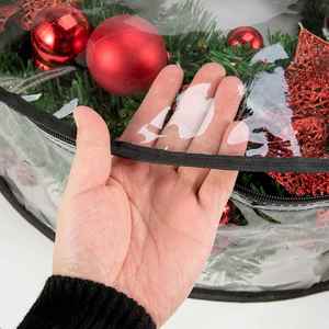 Heavy Duty Protector With Handle Clear Wreath Storage <b>Bag</b> for Holiday Seasonal Garland - Product Image 4