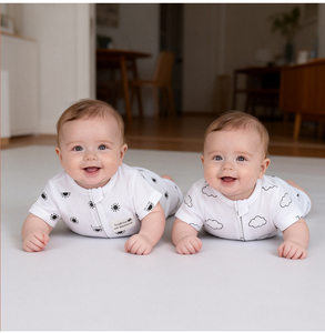 Romper Bayi Lengan Pendek Resleting Ganda 2 Pcs Katun Rib Musim Panas Baju Bayi Baru Lahir Lembut  Jumpsuit Bayi Bermotif - Product Image 6