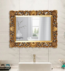 <span class=keywords><strong>Miroir</strong></span> de salle de bain carré sculpté Art déco vintage américain pour porche ou cheminée, <span class=keywords><strong>miroir</strong></span> suspendu décoratif - Product Image 3