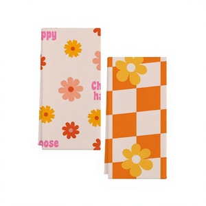 Serviettes de cuisine en coton biologique GOTS, fabriquées par un fabricant OEM, orange, avec broderie fantôme, écologiques, vente en gros - Product Image 1