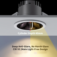 Plafonnier LED encastré commercial pour intérieur avec variateur d'intensité, spots encastrés COB anti-éblouissement réglables
