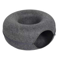 Tunnel pour chat moderne toutes saisons, forme donut semi-fermée, en feutre non tissé, interactif, lavable, respirant, fournitures pour animaux de compagnie