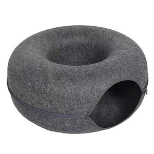 Tunnel pour chat disponible toute l'année, nid semi-fermé, fournitures pour <span class=keywords><strong>animaux</strong></span> <span class=keywords><strong>de</strong></span> <span class=keywords><strong>compagnie</strong></span>, nid pour chat en forme <span class=keywords><strong>de</strong></span> beignet, nid pour chat en feutre, tunnel interactif pour jouer - Product Image 1