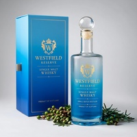 Bouteille de whisky en verre super-flint de 750 ml avec bouchon, design de logo personnalisé de luxe, boîte d'emballage, spiritueux, liqueur, vente en gros, OEM