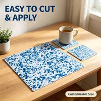 Vente directe du fabricant, feuille décorative en PVC nacré bleu profond et blanc, imitation nacre, pour la décoration de boîtes à bijoux