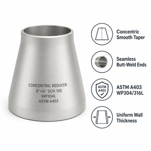 Reductor Concéntrico de Acero al Carbono WPL6 para Baja Temperatura, Soldadura a Tope, Criogénico, -46°C, Servicio LNG, ASME B16.9, ASTM A420, <span class=keywords><strong>EN</strong></span> <span class=keywords><strong>10204</strong></span> 3.1 - Product Image 3