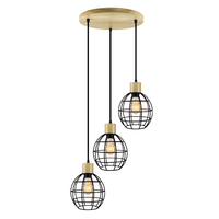 Lámpara Colgante de Madera, Lámpara de Techo Vintage de Madera, Lámpara Colgante LED para Sala de Estar y Dormitorio