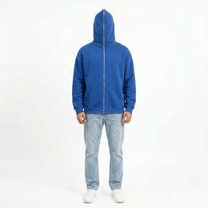 Sudaderas con cremallera completa para hombre con diseño personalizado, sudaderas con capucha de gran tamaño Vintage 100% algodón con cremallera de cara completa, sudaderas con hombros caídos en blanco - Product Image 1