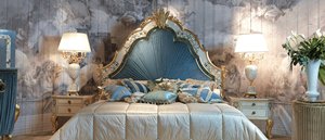 Set Camera da Letto <span class=keywords><strong>Reale</strong></span> Europea di Lusso, Mobili Antichi Verdi con Intagli Artigianali e Mosaico in Conchiglia Blu - Product Image 2