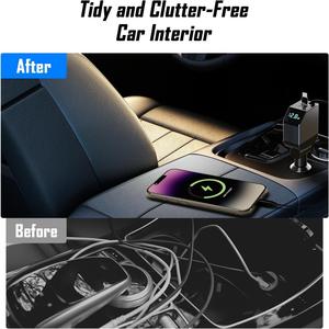 Chargeur de téléphone portable à charge super rapide quatre en un avec câble télescopique à affichage numérique 12-24v prise allume-cigare de voiture - Product Image 5