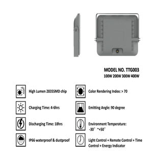 Ttg003 thiết kế mới ngoài trời IP66 không thấm nước SMD <span class=keywords><strong>LED</strong></span> năng lượng mặt trời đèn pha cho vườn đường chiếu sáng độ sáng cao - Product Image 2