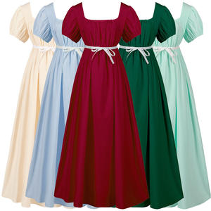 Nuevo Vestido Medieval Vintage Victoriano de Época para Mujer, Color Sólido, Manga Corta, Cintura Alta, Vestido de Baile, Disfraz de Cosplay - Product Image 1