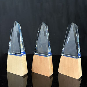 En blanco <span class=keywords><strong>obelisco</strong></span> trofeo de cristal con base de madera MH-NJ0120 - Product Image 4