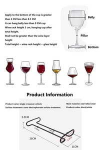 Organizzatore da Cucina <span class=keywords><strong>Salvaspazio</strong></span>, Mensola a Muro Moderna in Metallo, Portabottiglie e Portabicchieri da Vino Sospeso Sotto il Mobile - Product Image 3