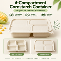 Boîte à lunch biodégradable et compostable en amidon de maïs, 2, 3, 4, 5, 6 compartiments, conteneur alimentaire directement de l'usine pour la restauration scolaire, les pique-niques
