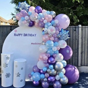 Ensemble de ballons confettis flocons de neige bleu argenté métallisé pour filles et femmes, décorations de fête d'anniversaire sur le thème de l'hiver - Product Image 4