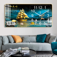 Pabrik Lukisan Kristal Akrilik Grosir Dekorasi Rumah Pemandangan Cat Air Modern Bergaya Sederhana Kalender Jam Dinding Mural