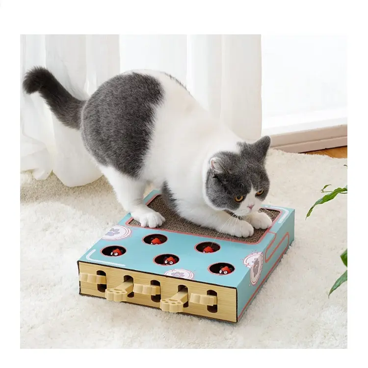 Pet Cat Scratcher Corrugated Cardboard Interactive Toy For Cat With Mouse
