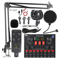 Ensemble de microphone à condensateur 240 avec carte son LGT240 pour diffusion en direct en anglais 5.0 20Hz-20KHz, équipement pour téléphone portable et ordinateur
