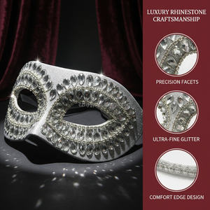 <span class=keywords><strong>Masque</strong></span> de fête en plastique de Style vénitien avec strass scintillants pour gemme bal de mascarade carnaval Halloween Costumes décoration de la maison - Product Image 2