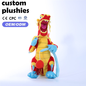 Peluche de Dragón Chino de Dibujos Animados, <span class=keywords><strong>Rojo</strong></span> y Amarillo, con Linterna, Súper Suave, Lindo, para Niños - Product Image 1