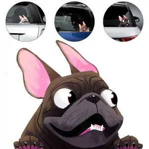 3D 시뮬레이션 프랑스 불독 자동차 스티커 3 차원 애완 동물 개 동물 만화 스티커 방수 스티커