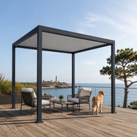 Pergola de jardin bioclimatique 4x4m en aluminium avec protection UV, toit à lames orientables, étanche, télécommandée, vente en gros