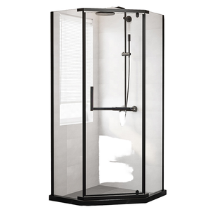 Puerta de Ducha Corredera Individual de Cristal de 6mm con Bisagras, Estilo Hogareño, Kit Completo, Negro, para Baño de Hotel, OEM ODM - Product Image 1