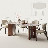 Ensemble table et chaises de salle à manger en marbre minimaliste italien moderne, design durable avec pieds en métal, plateau en pierre luxueux, petite unité pour la maison