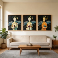 Peinture à l'huile abstraite sans visage en 3 parties encadrée, toile texturée, art mural, nature morte, moderne, minimaliste, faite à la main