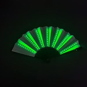 พัดมือเรืองแสง LED สีสันสดใส ขนาด 33 ซม. แบบขายส่ง ปรับแต่งได้ พัดไม้ไผ่พับได้ขนาดใหญ่ 10 นิ้ว สำหรับอุปกรณ์เต้นรำในไนต์คลับ - Product Image 2