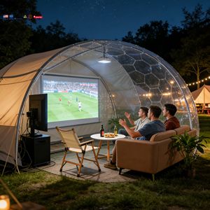 Dôme géodésique de haute qualité <span class=keywords><strong>en</strong></span> verre, tente à structure <span class=keywords><strong>en</strong></span> alliage d'aluminium, résistance au vent de 120 km/h, couverture de toit <span class=keywords><strong>en</strong></span> bâche PVC la plus vendue pour - Product Image 1